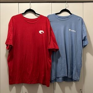 Costa Men's Red and Light Blue Short Sleeve Tees Bundle